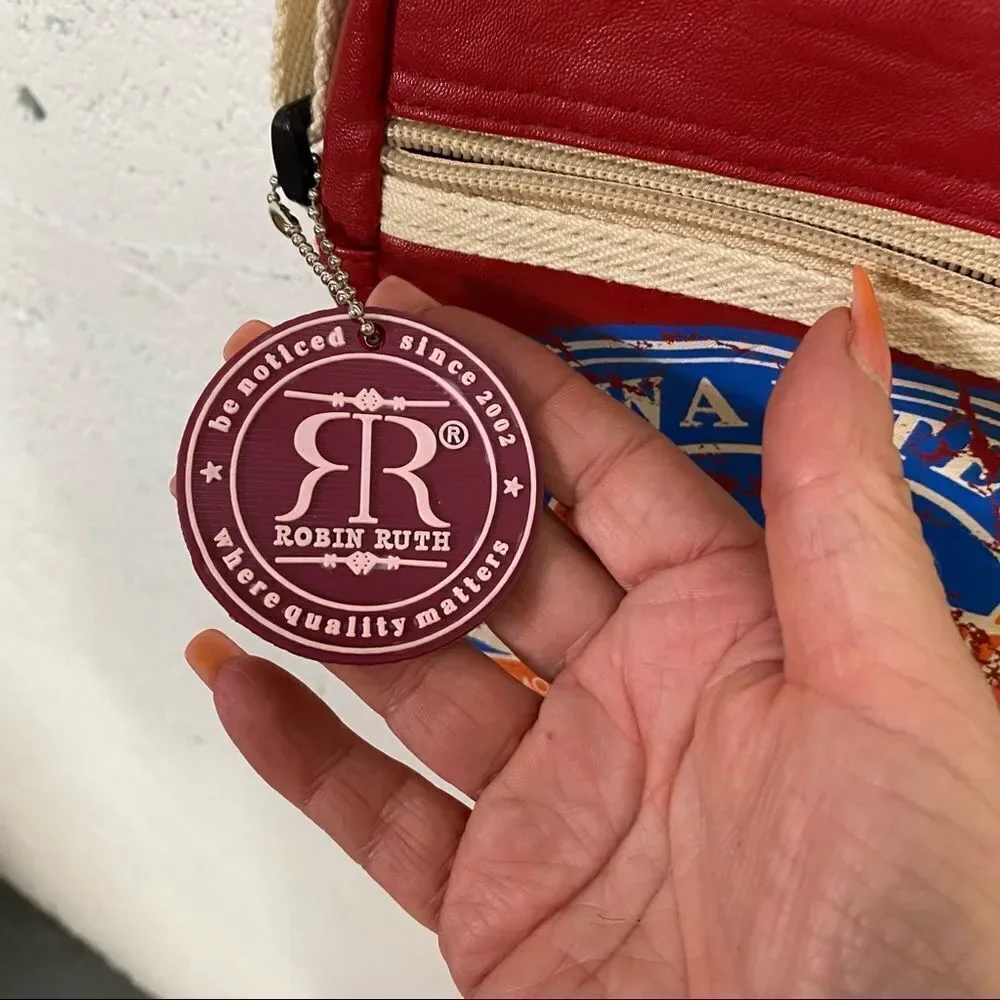 New Robin Ruth Red Vintage Style Madrid Messenger Crossbody Bag